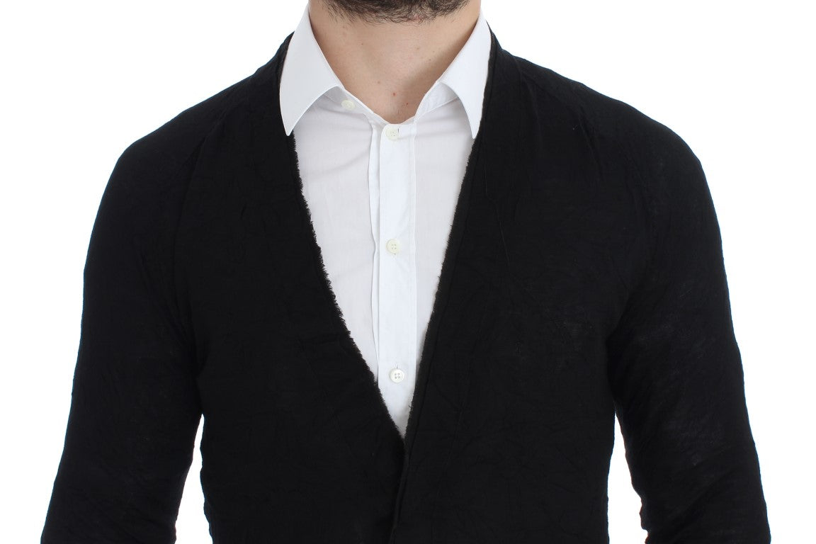 Costume National Elegante Schwarze Merinowolle Cardigan