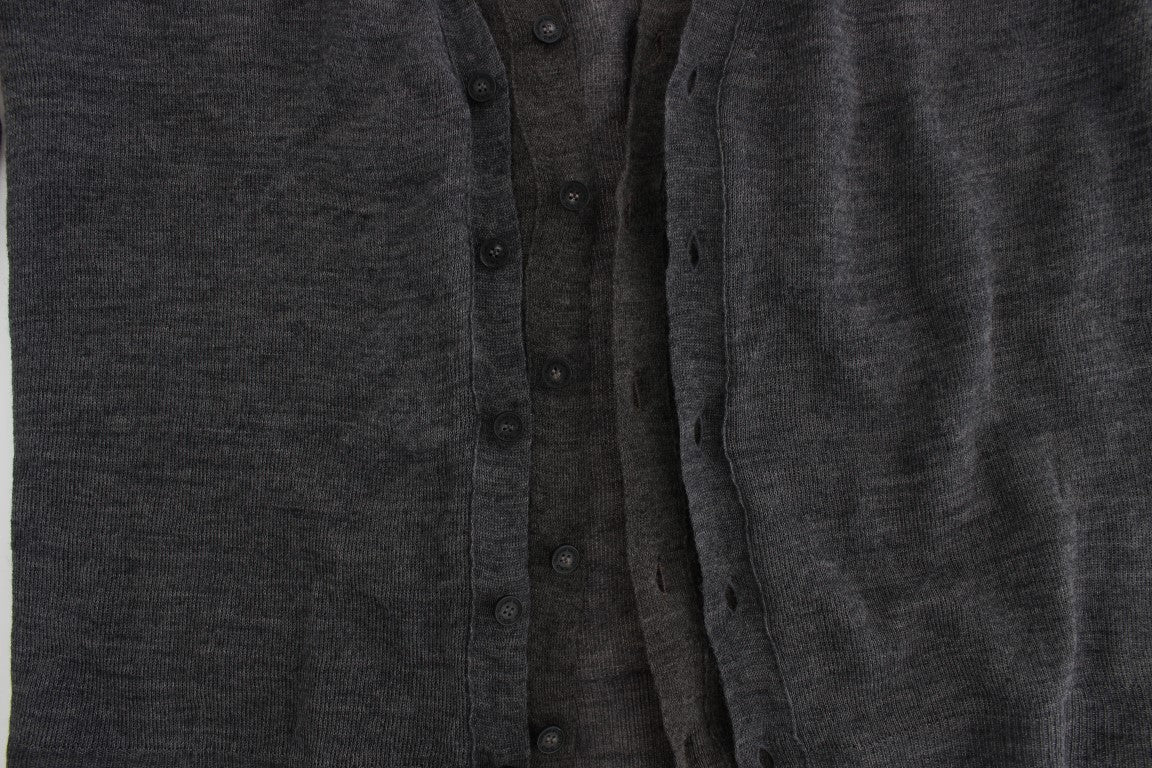 Maglione cardigan con bottoni in lana grigia