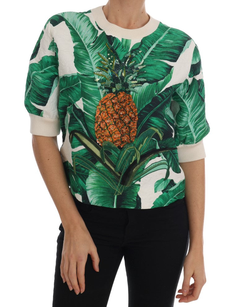 Dolce & Gabbana Pullover mit tropischen Pailletten - Lush Greenery Edition