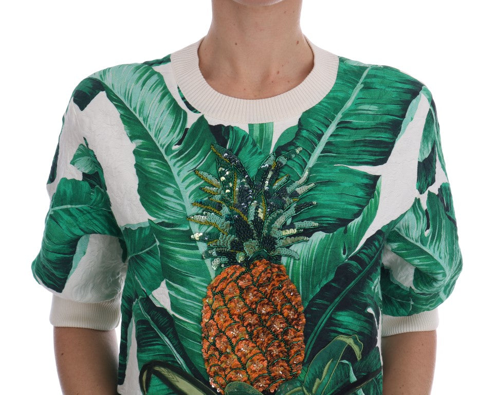 Dolce & Gabbana Pullover mit tropischen Pailletten - Lush Greenery Edition