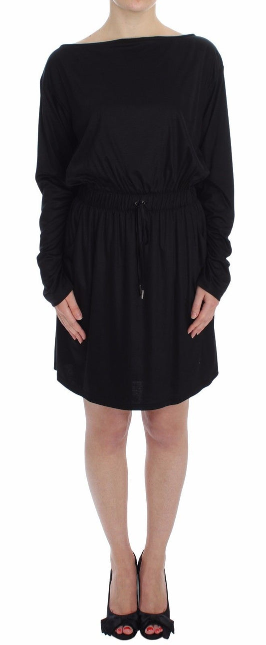 Vestido recto hasta la rodilla de seda modal negro