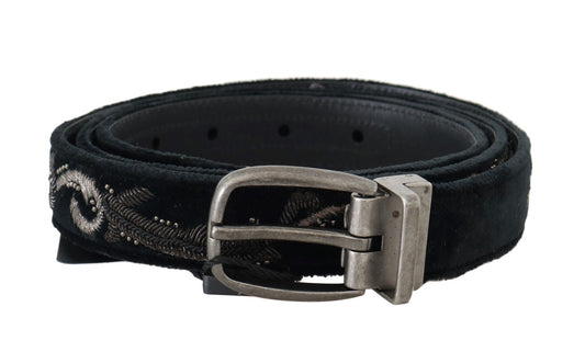Ceinture pour homme en coton et cuir noir élégant Dolce & Gabbana