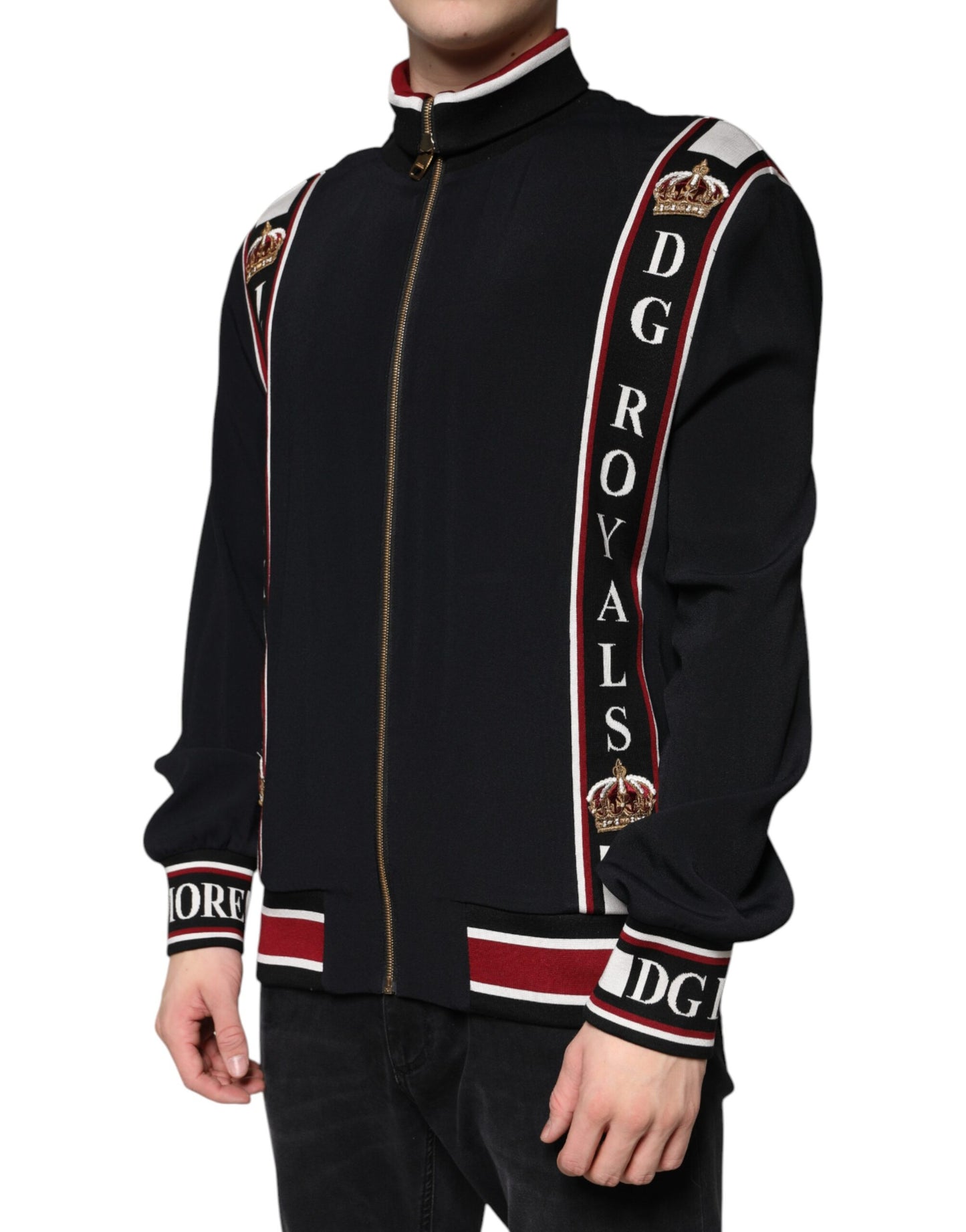 Dolce & Gabbana – Schwarzes DG King-Sweatshirt mit durchgehendem Reißverschluss