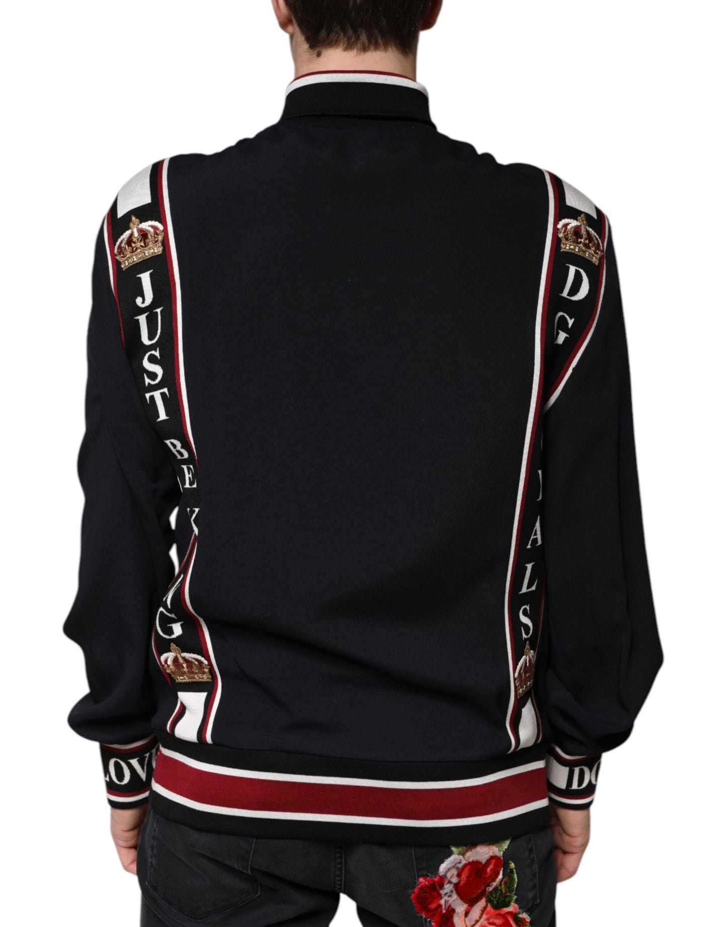 Dolce & Gabbana – Schwarzes DG King-Sweatshirt mit durchgehendem Reißverschluss