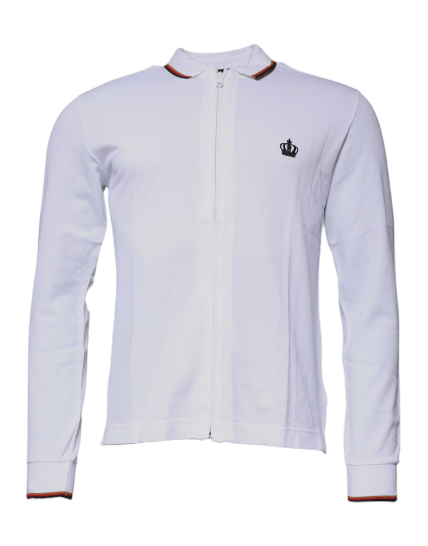 Dolce & Gabbana Weißes Crown-Sweatshirt für Herren mit durchgehendem Reißverschluss