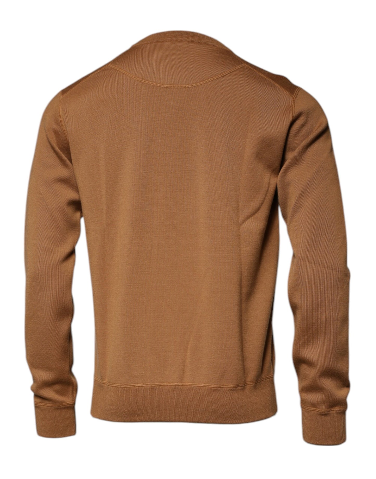 Dolce & Gabbana – Pullover mit Rundhalsausschnitt und Logo-Schild in Braun