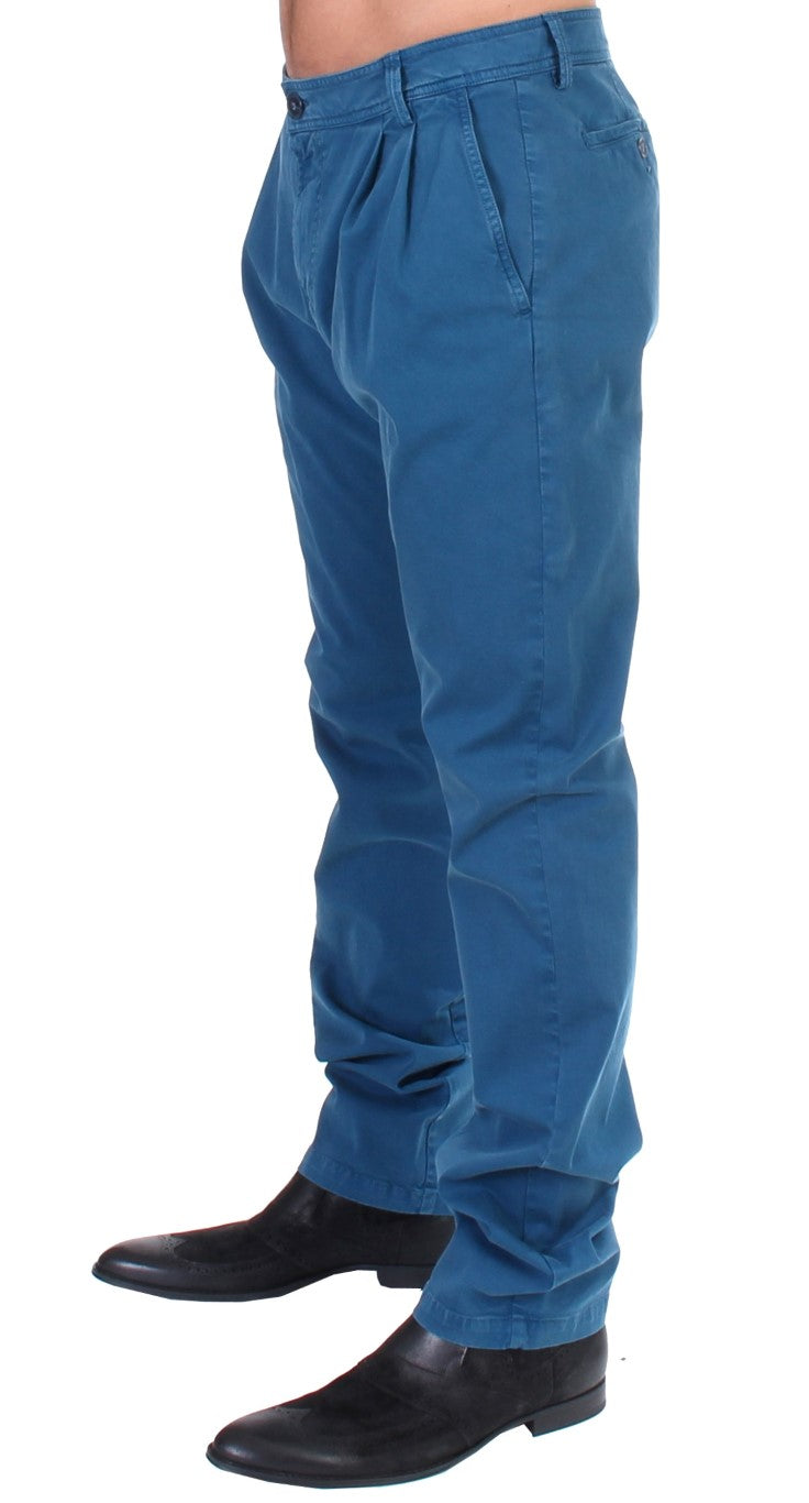 Chino dritti in cotone blu