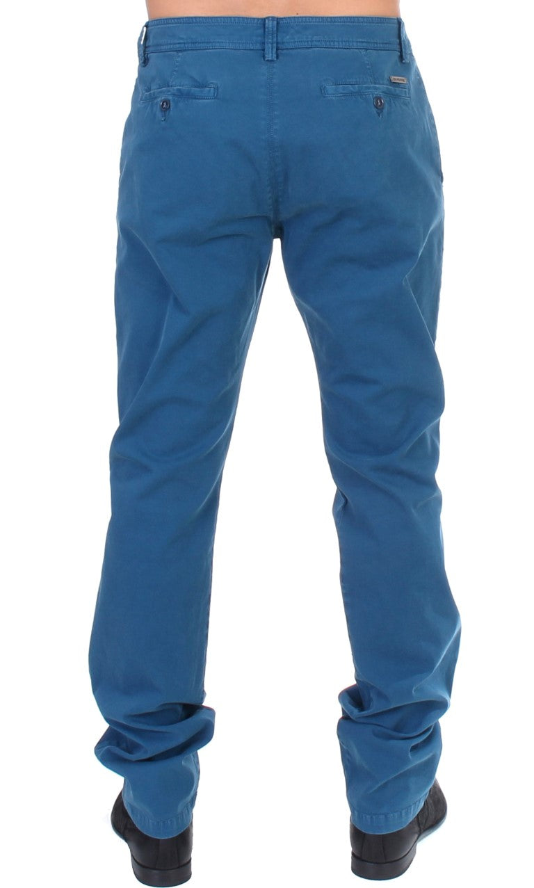 Chino dritti in cotone blu
