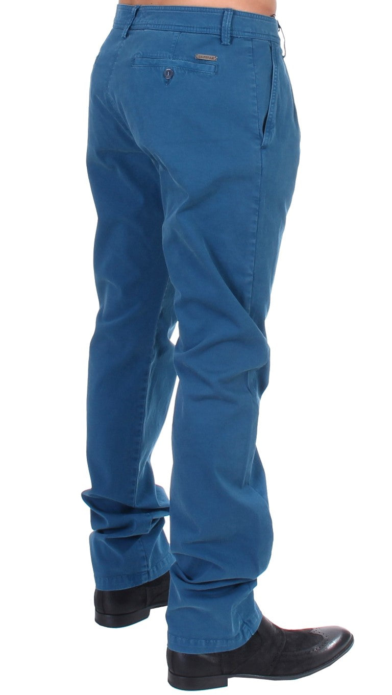 Chino dritti in cotone blu