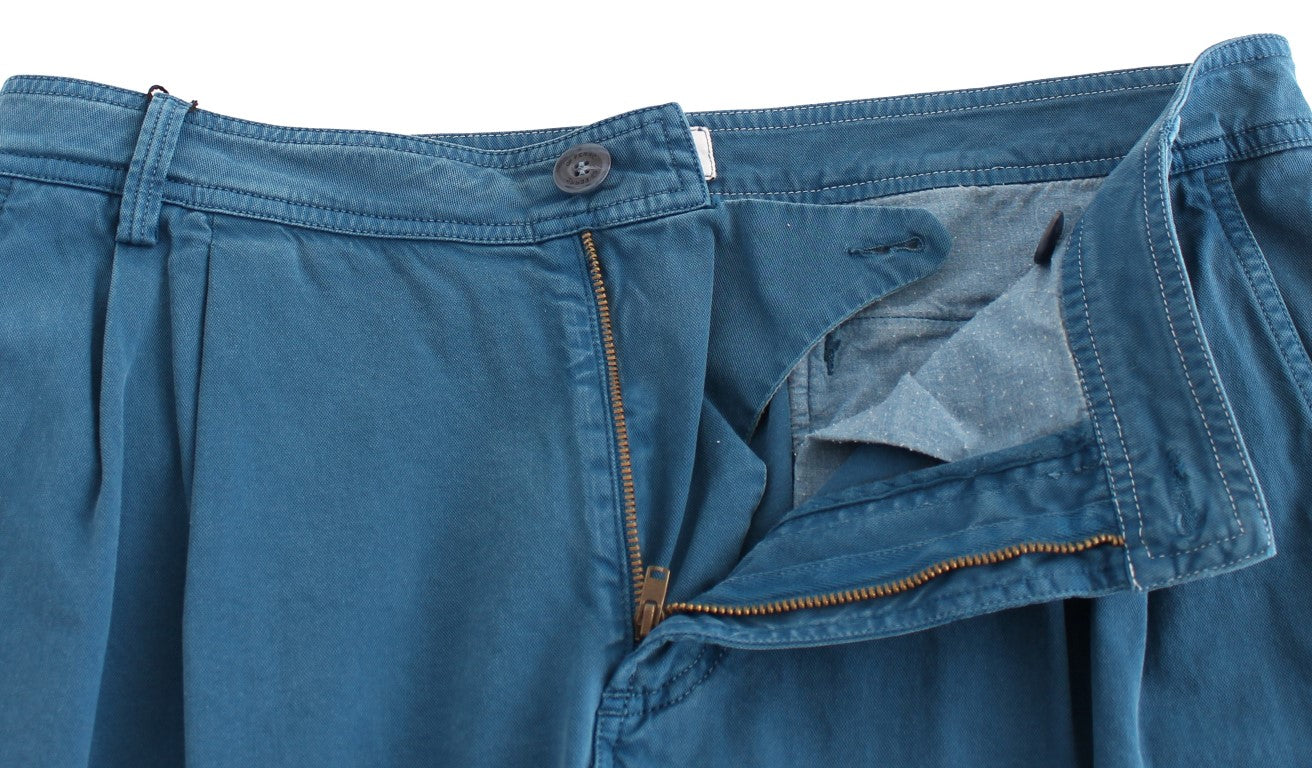 Chino dritti in cotone blu