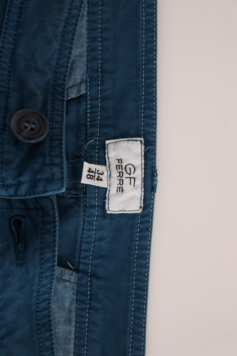 Chino dritti in cotone blu