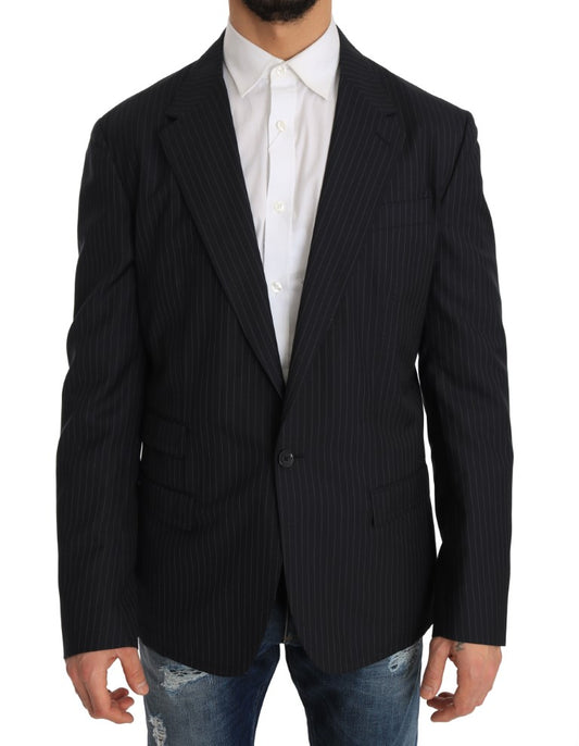 Dolce & Gabbana Eleganter Slim Fit Gestreifter Wollseidenblazer