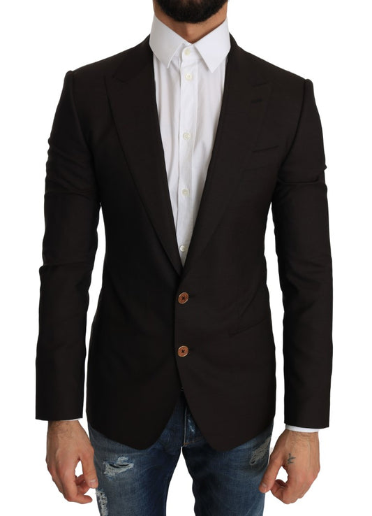 Dolce & Gabbana Sleek Slim Braunes Virgin Wool Blazer Jacket