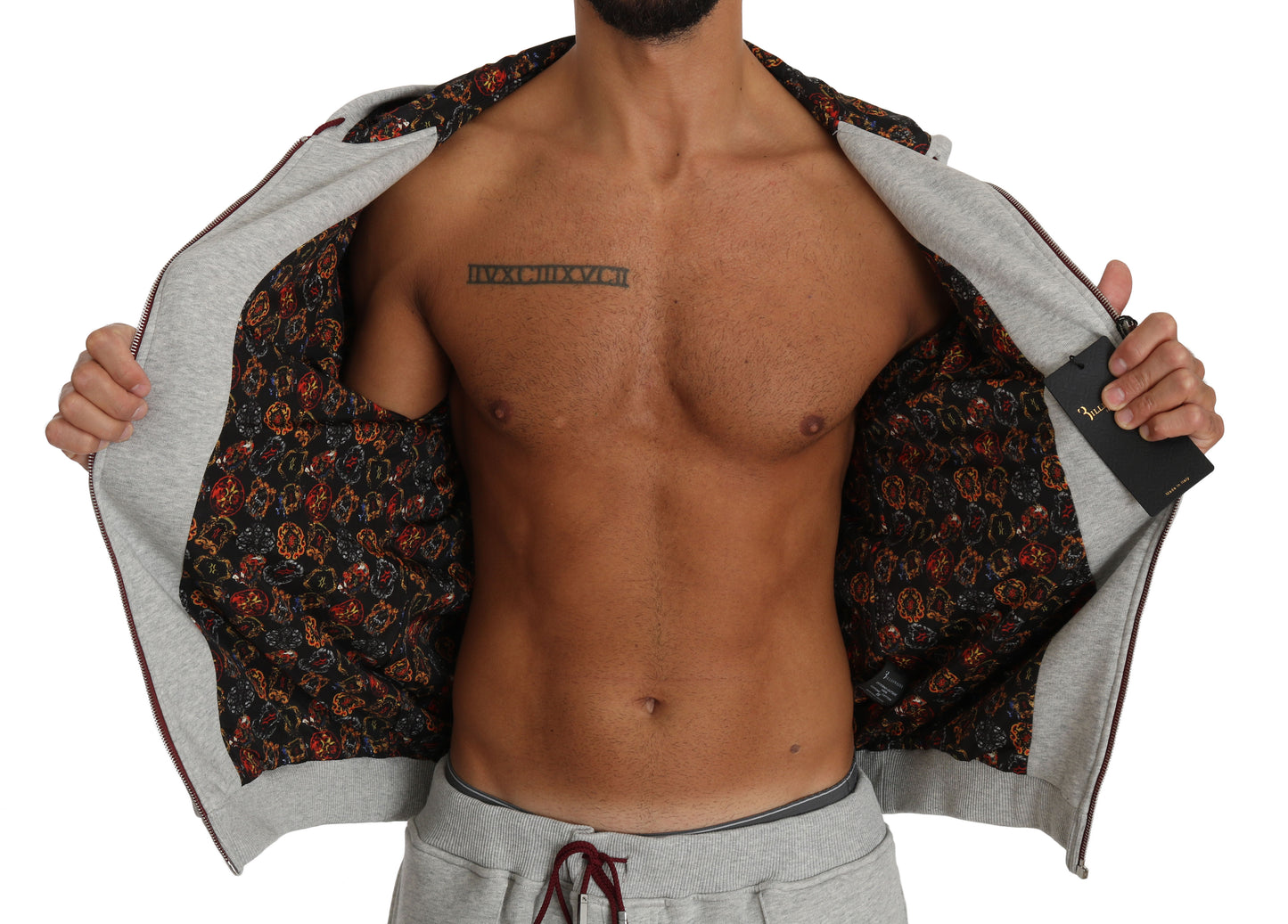 Ensemble di tuta con cappuccio grigia elegante Billionaire Italian Couture