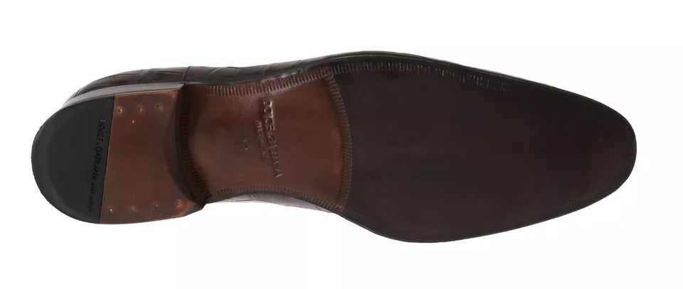 Dolce & Gabbana – Formelle Schuhe aus braunem gemustertem Leder