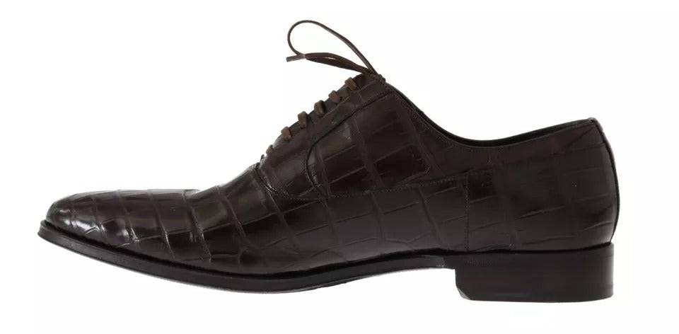 Dolce & Gabbana – Formelle Schuhe aus braunem gemustertem Leder