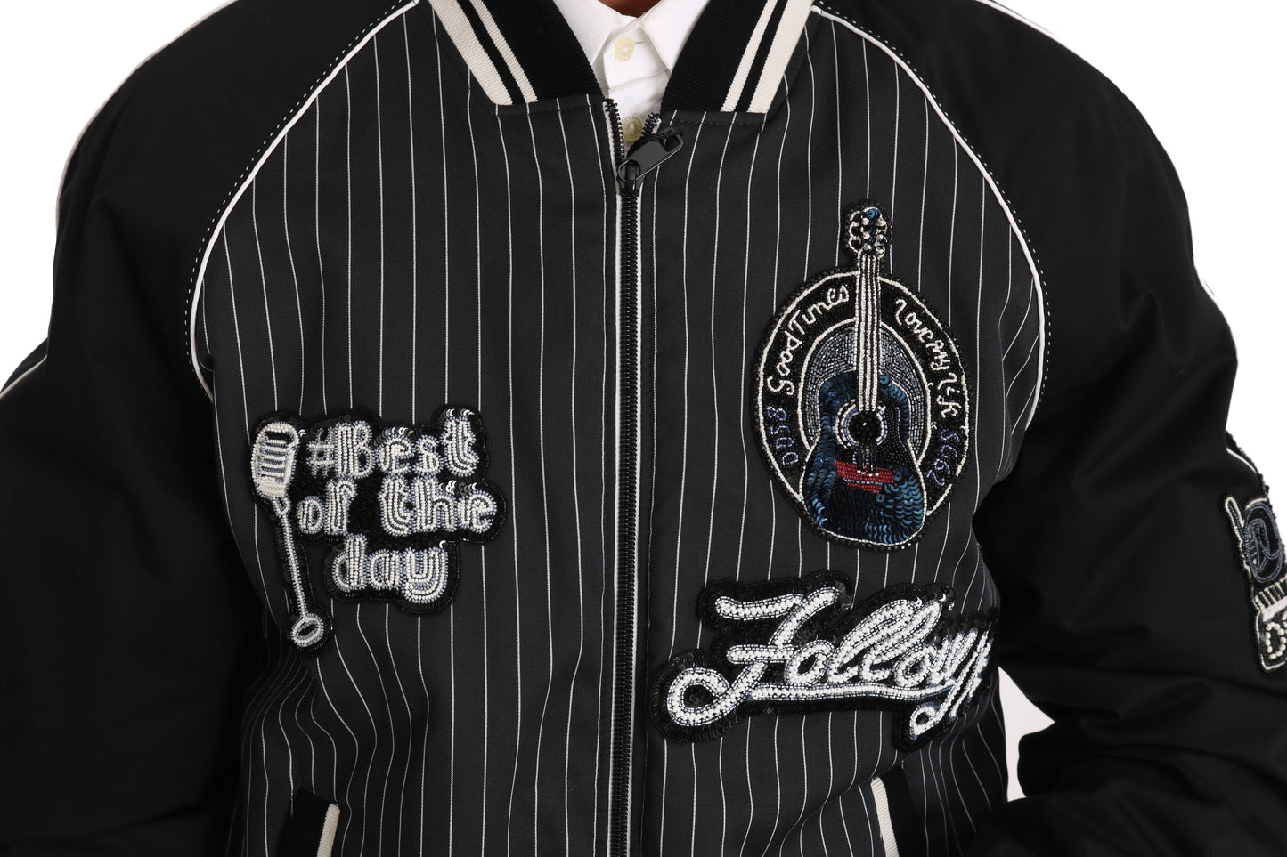 Veste bomber noire élégante en sequins Dolce & Gabbana