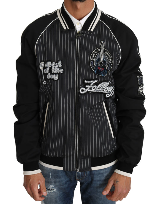 Veste bomber noire élégante en sequins Dolce & Gabbana