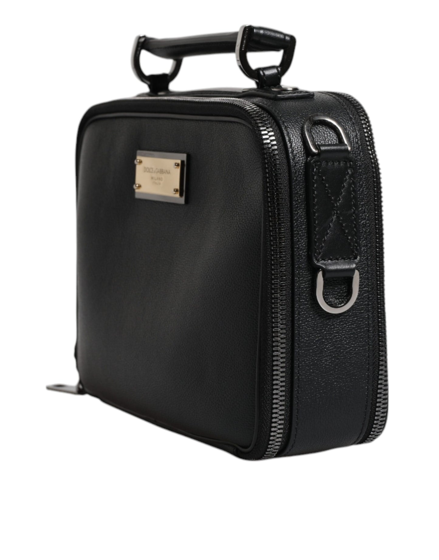 Dolce & Gabbana – Schwarze Umhängetasche aus Nylon und Leder mit Logo