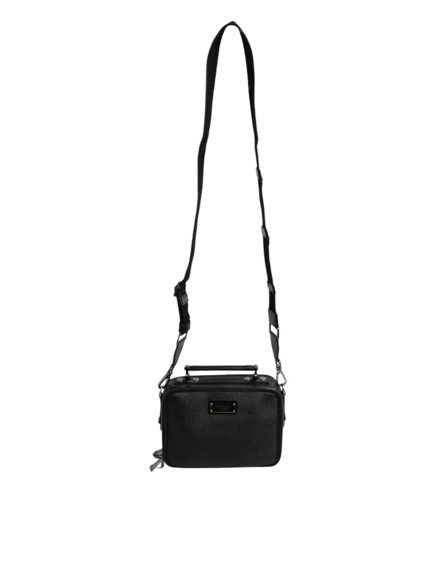 Dolce & Gabbana – Schwarze Umhängetasche aus Nylon und Leder mit Logo