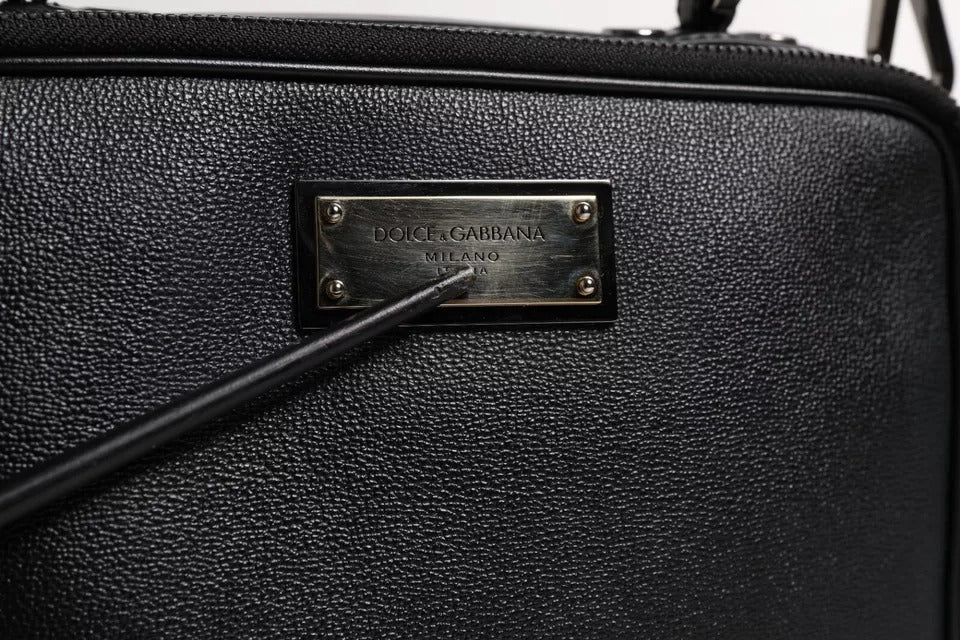 Dolce & Gabbana – Schwarze Umhängetasche aus Nylon und Leder mit Logo