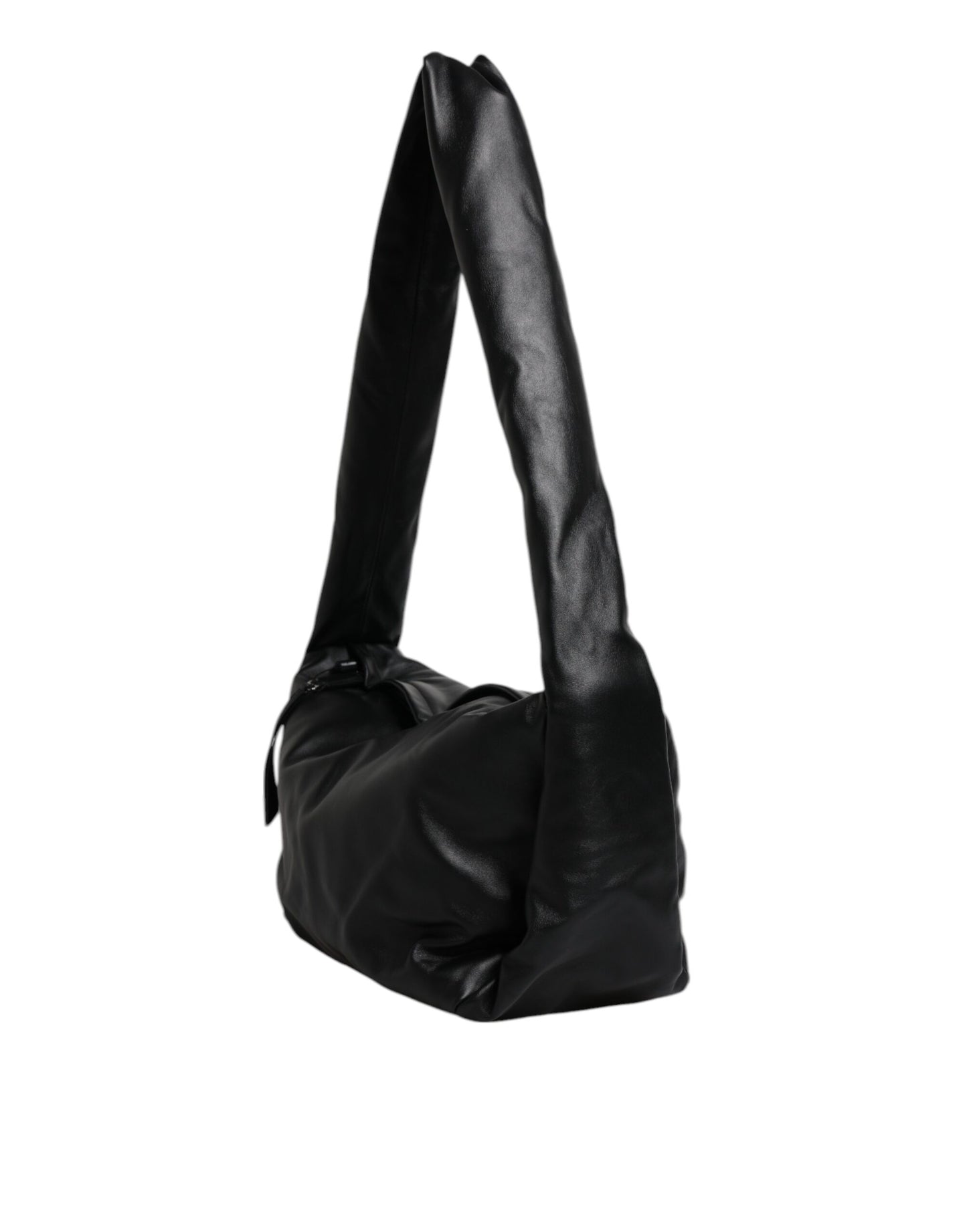Dolce & Gabbana – Schultertasche aus schwarzem Leder mit Logo-Schild