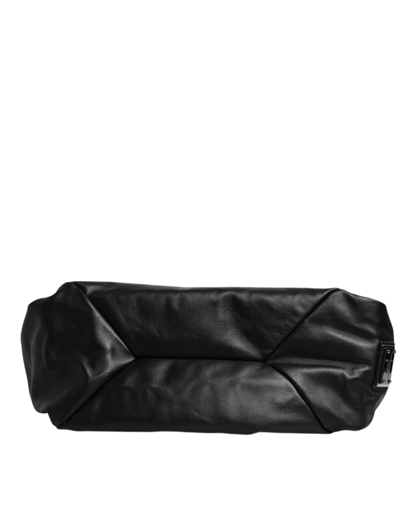 Dolce & Gabbana – Schultertasche aus schwarzem Leder mit Logo-Schild