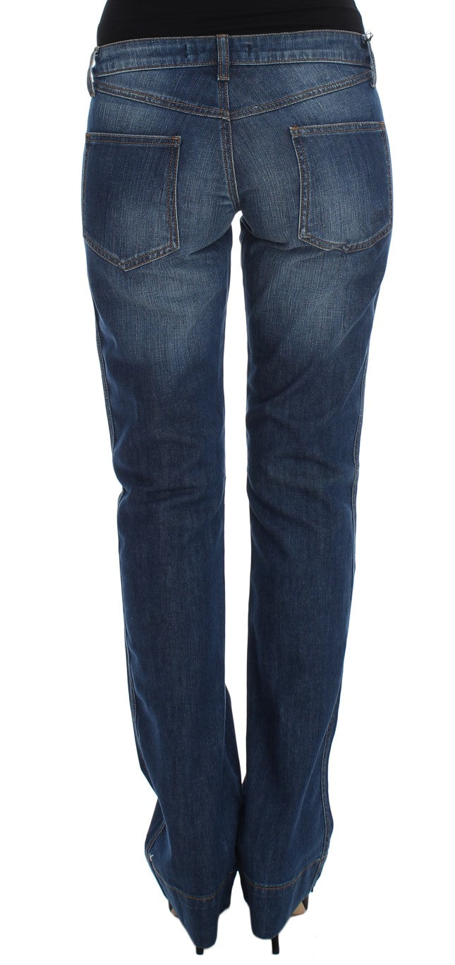 Jeans con taglio a stivale in cotone elasticizzato lavato blu