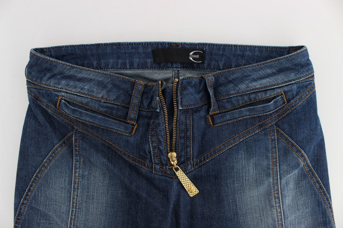 Jeans con taglio a stivale in cotone elasticizzato lavato blu
