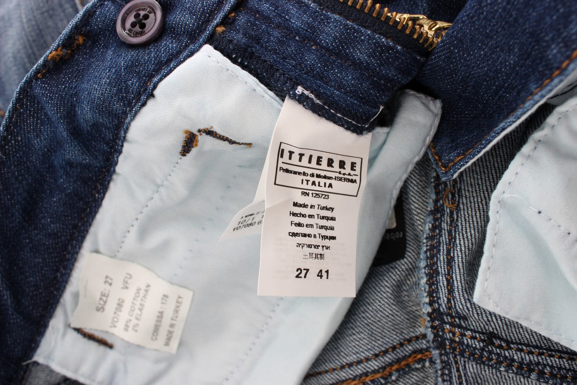 Jeans con taglio a stivale in cotone elasticizzato lavato blu