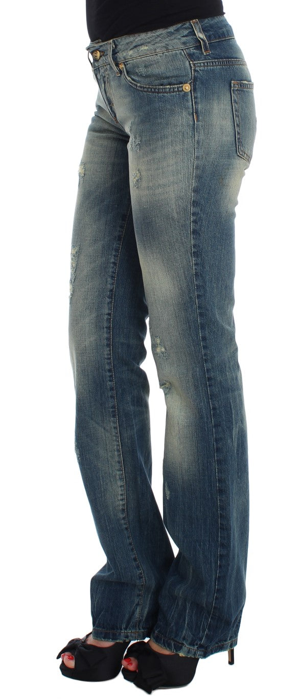Jeans a vita bassa in cotone blu