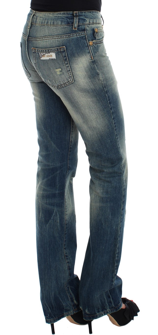 Jeans a vita bassa in cotone blu
