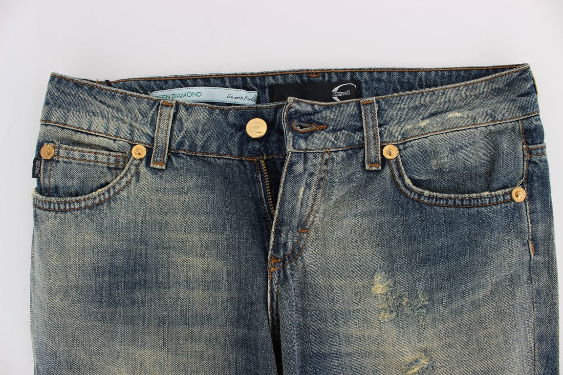 Jeans a vita bassa in cotone blu