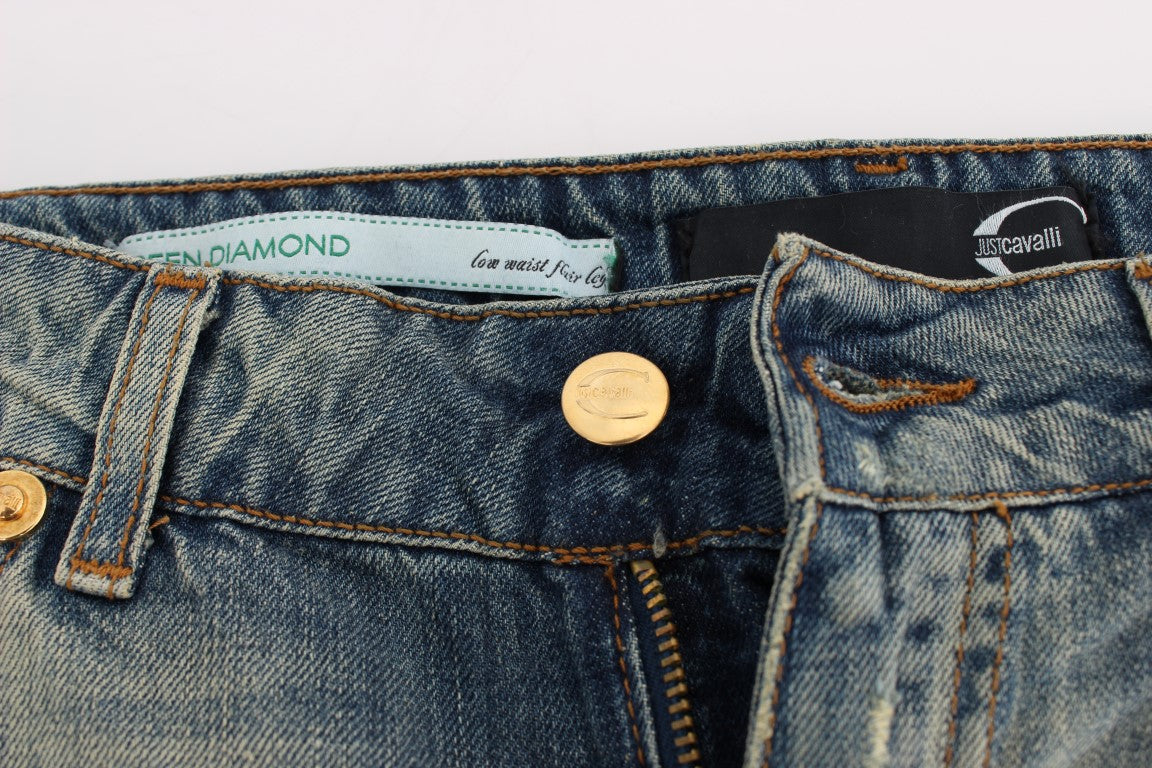 Jeans a vita bassa in cotone blu