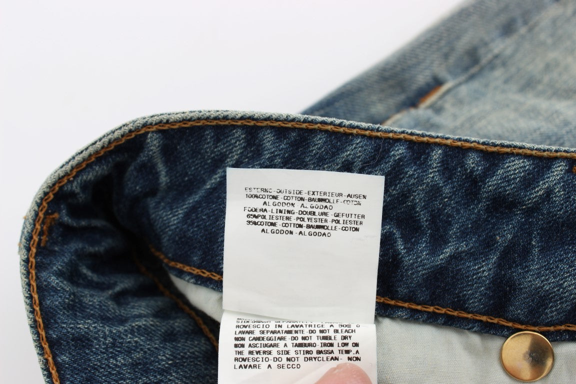 Jeans a vita bassa in cotone blu