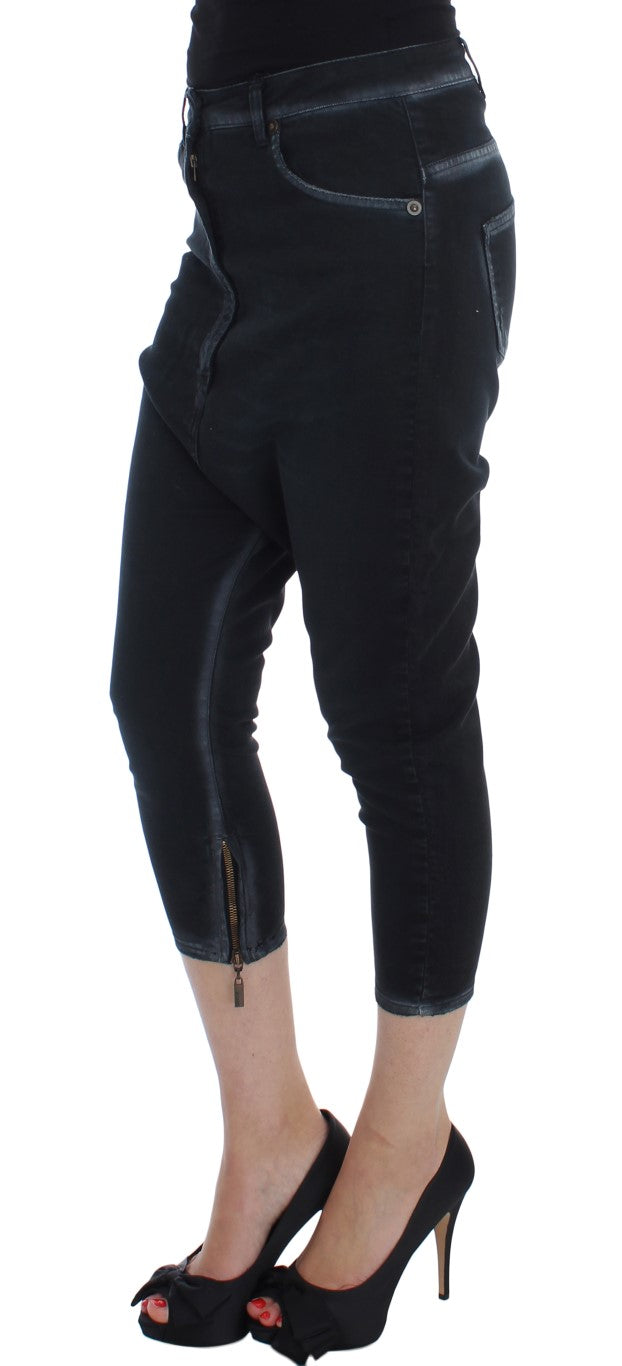 Jeans rilassanti larghi in cotone blu elasticizzato