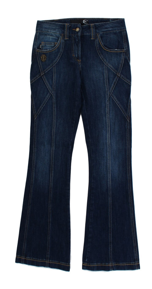 Jeans a vita bassa elasticizzati in cotone blu