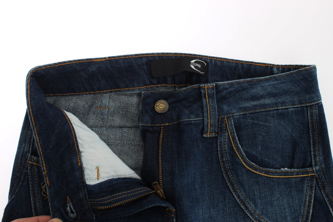 Jeans a vita bassa elasticizzati in cotone blu