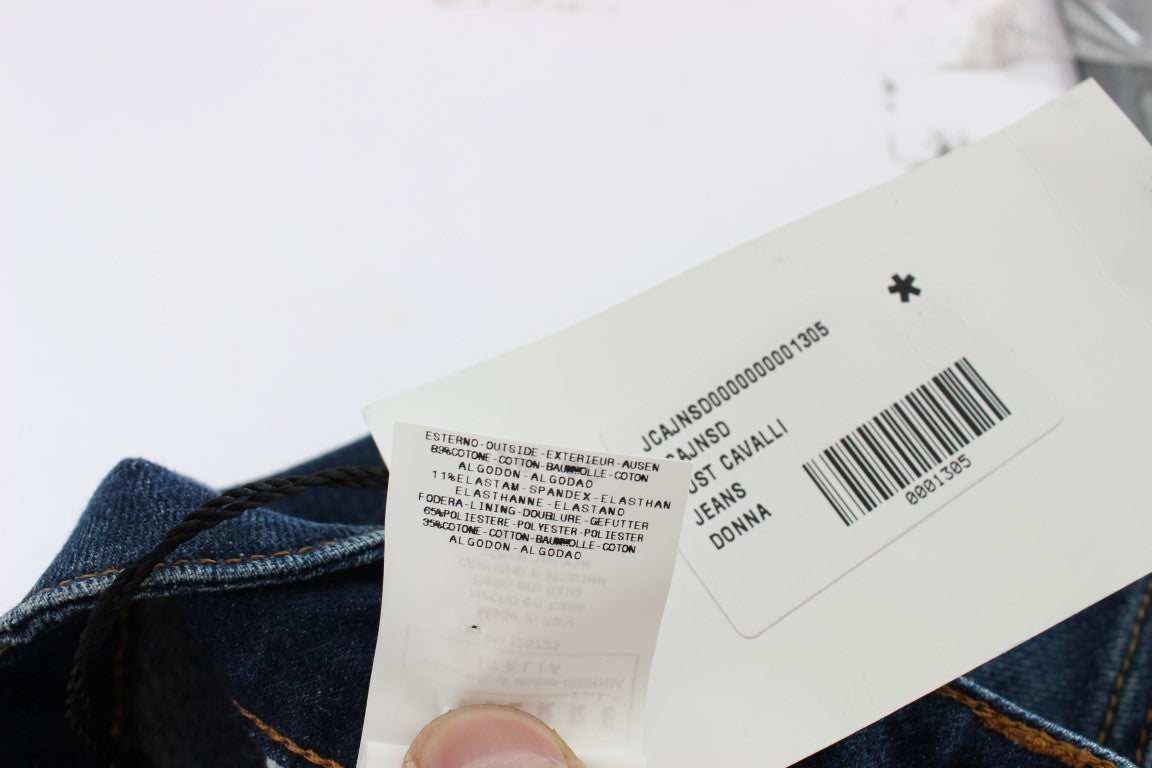 Jeans a vita bassa elasticizzati in cotone blu