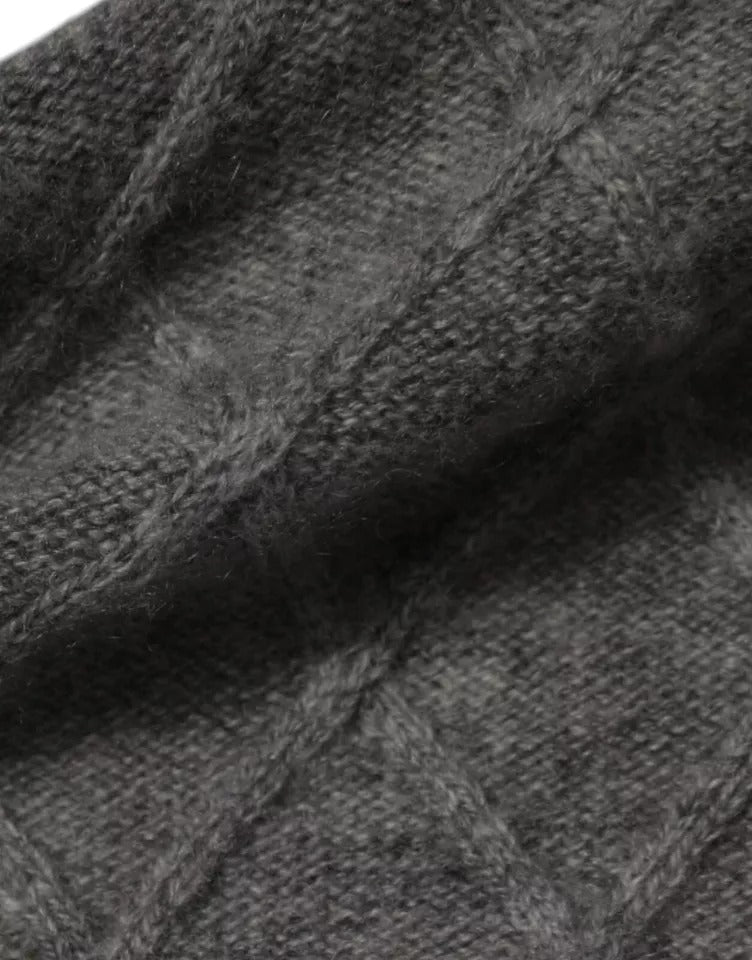 Ballantyne – Grauer Rundhalspullover aus Kaschmir mit Argyle-Intarsienmuster