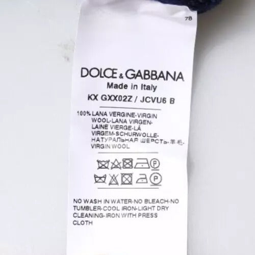 Dolce & Gabbana - Blauer Pullover aus Wolle mit Rundhalsausschnitt und DG-Logo