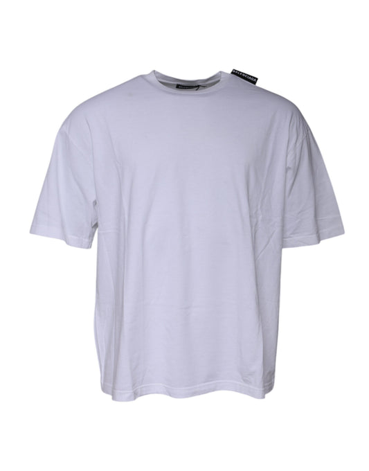 T-shirt in cotone jersey bianco con logo Balenciaga, collo a giro e maniche corte