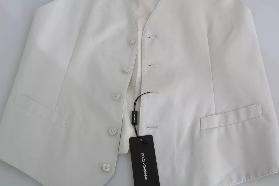 Dolce & Gabbana – Weste aus cremeweißer Baumwollseide