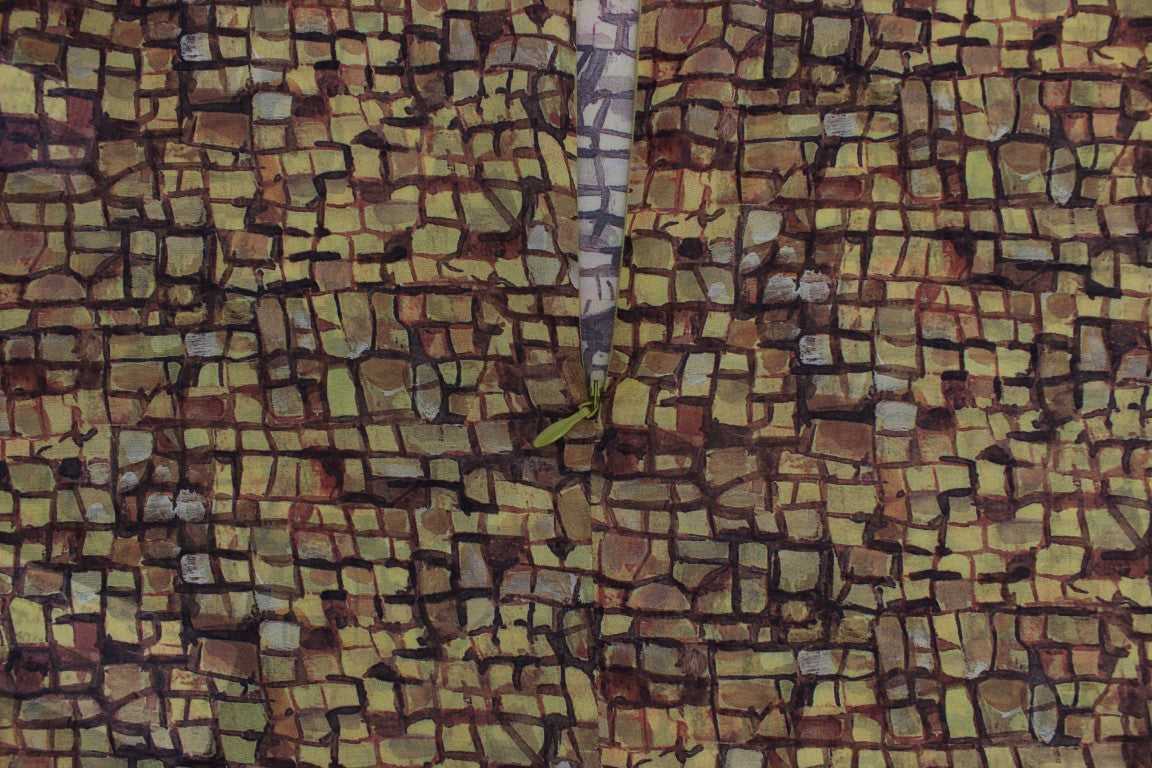 T-shirt blusa in seta con stampa mosaico multicolor