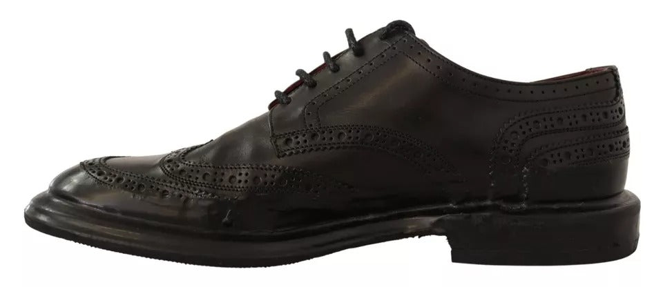 Dolce & Gabbana – Schwarze Derby-Schnürschuhe aus perforiertem Leder