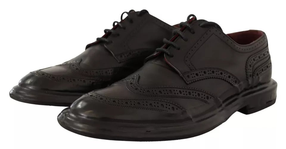 Dolce & Gabbana – Schwarze Derby-Schnürschuhe aus perforiertem Leder