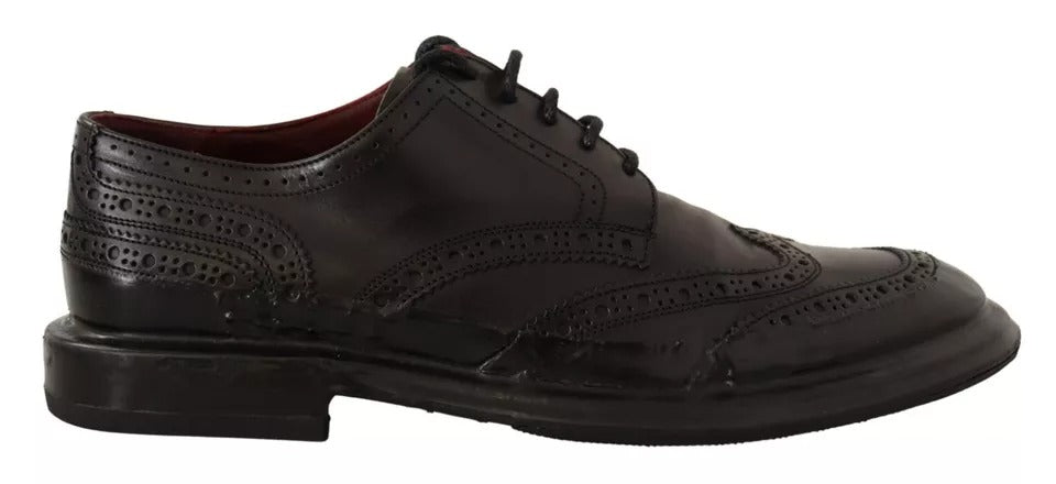 Dolce & Gabbana – Schwarze Derby-Schnürschuhe aus perforiertem Leder