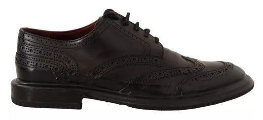 Dolce & Gabbana – Schwarze Derby-Schnürschuhe aus perforiertem Leder