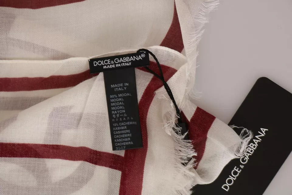 Dolce & Gabbana – Wickelschal aus Modal mit Aufdruck in Weiß und Rot