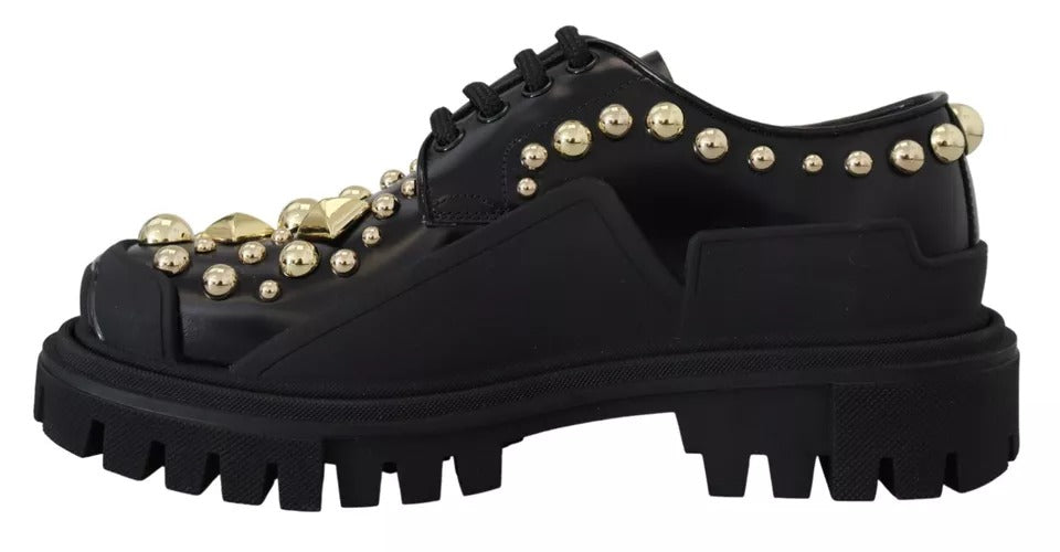 Dolce & Gabbana – Trekking-Derby-Schuhe aus schwarzem Leder mit Verzierung